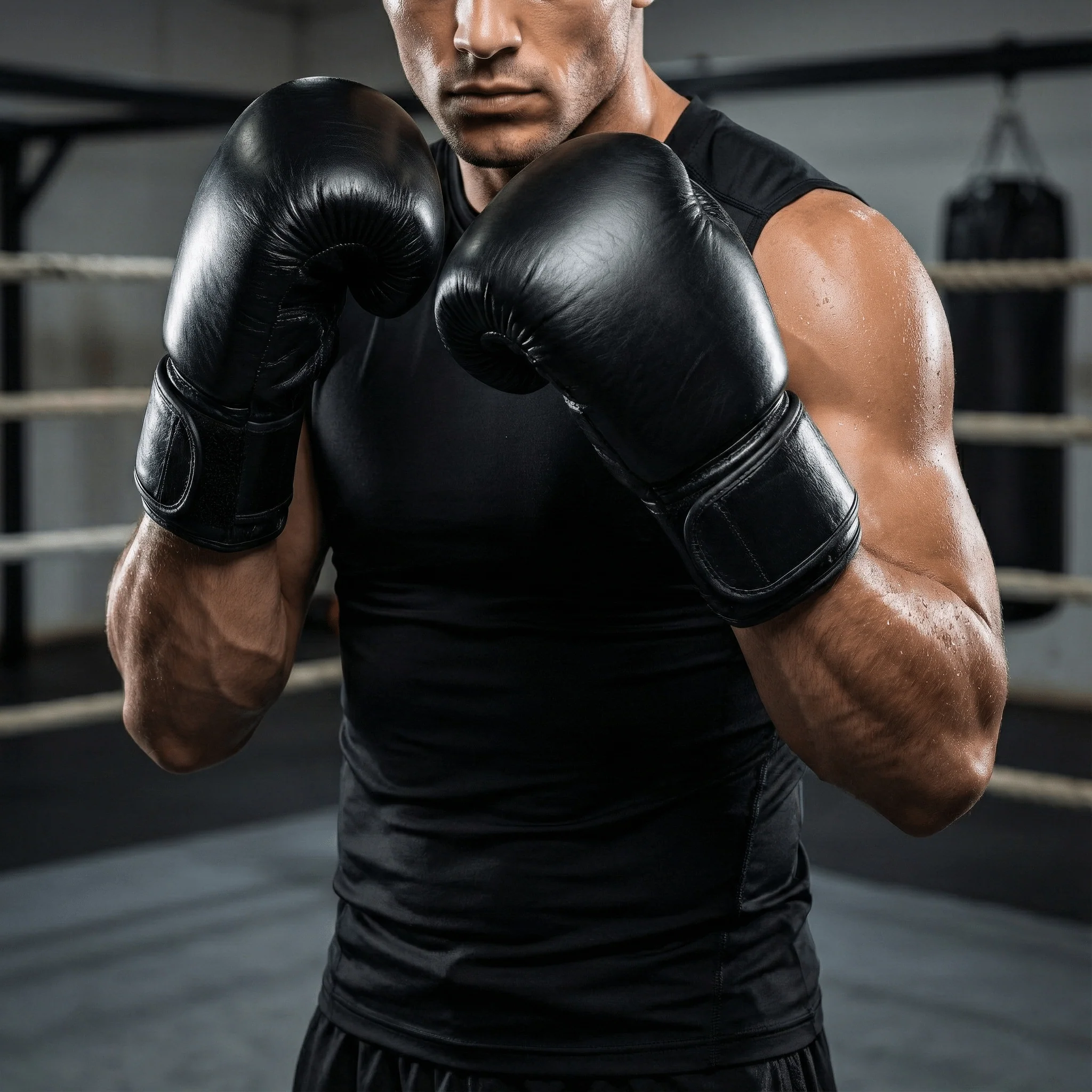 Basic Black Genuine Leather Boxing Gloves - Image 7