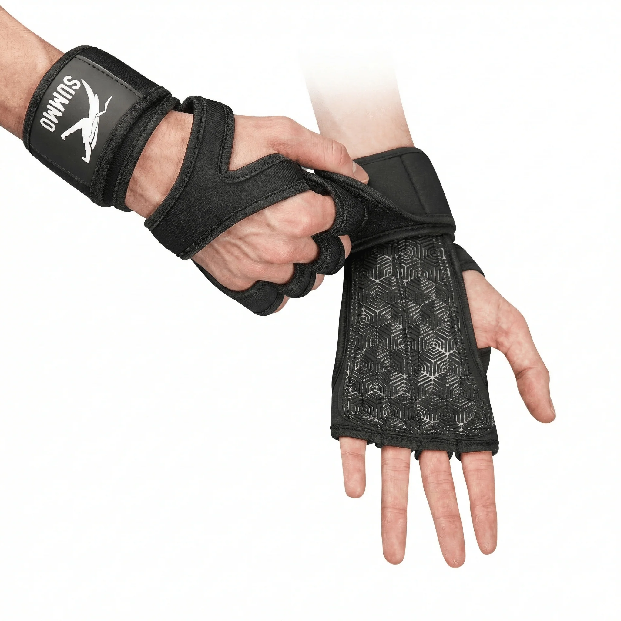 Black Hex-Traction Weightlifting Grips - Image 7