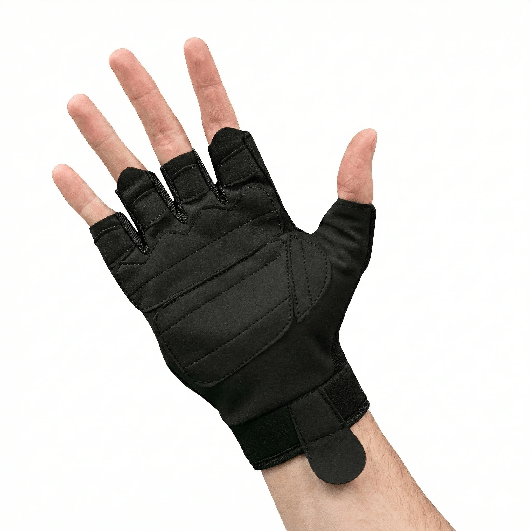 Black Suede Palm Weightlifting Gym Gloves - Image 4