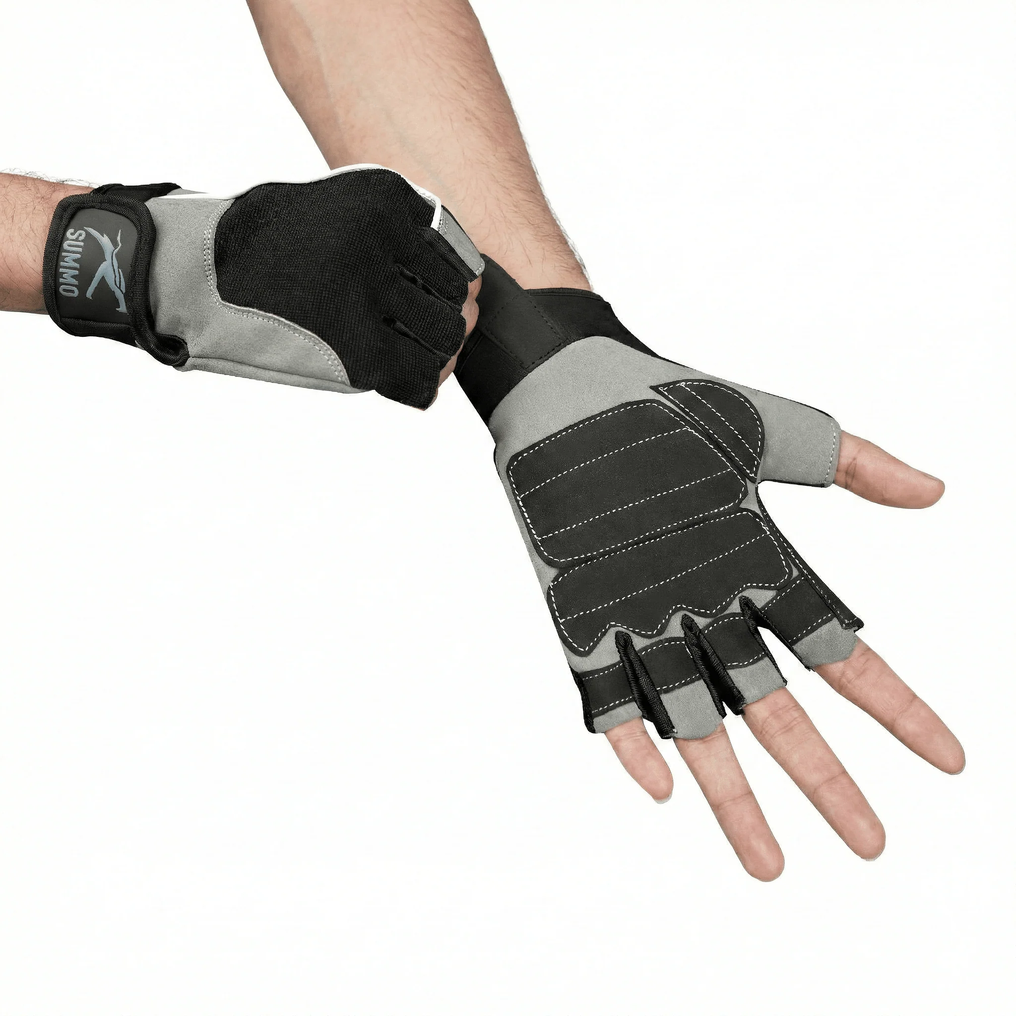 Grey Suede Palm Weightlifting Gym Gloves - Image 8