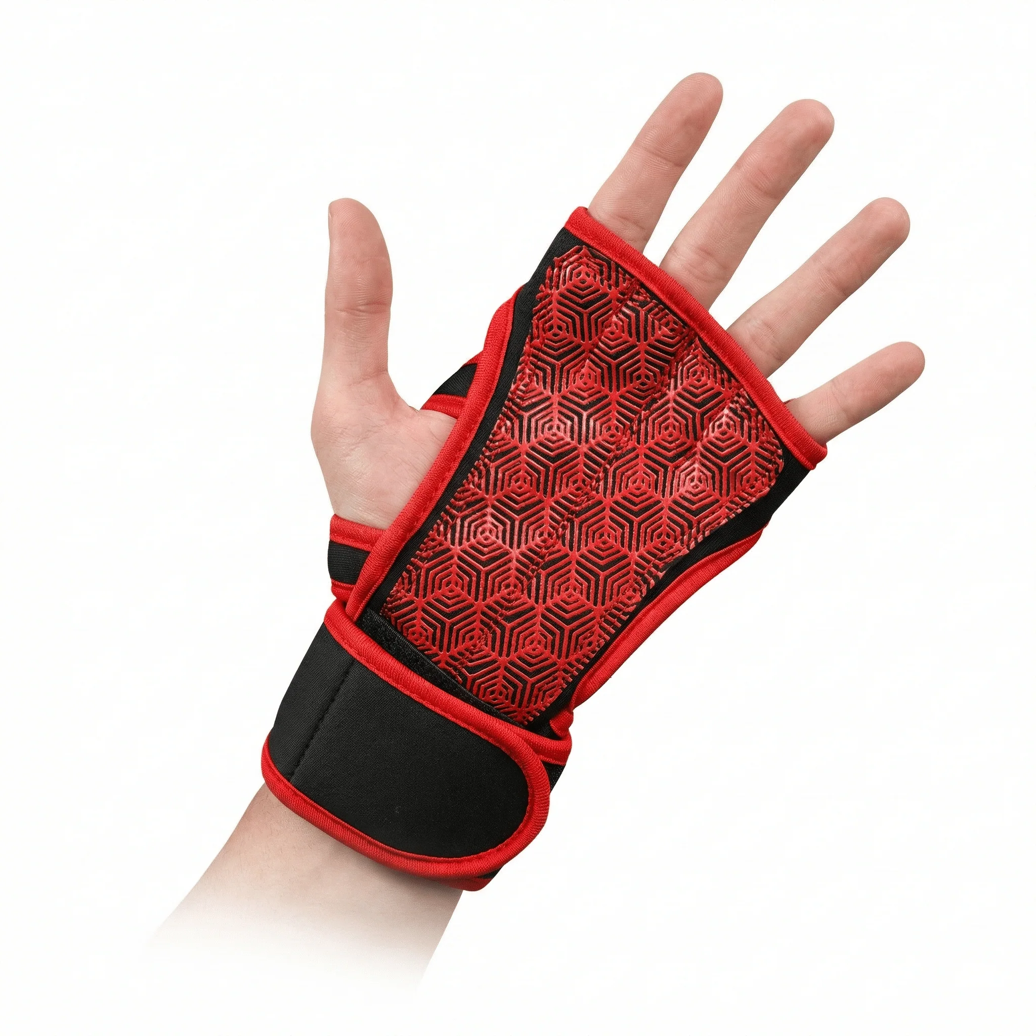 Red Hex-Traction Weightlifting Grips - Image 5