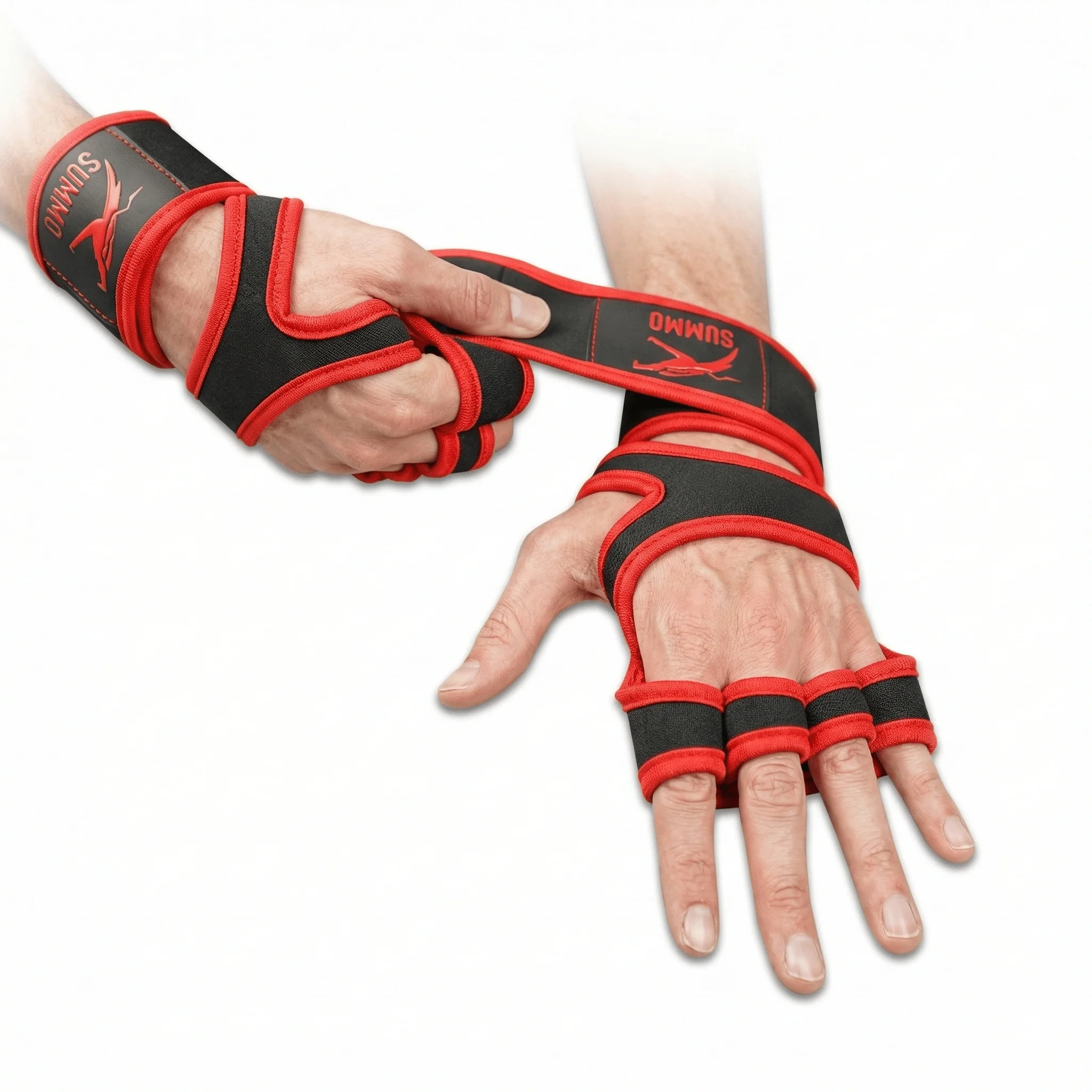 Red Hex-Traction Weightlifting Grips - Image 6