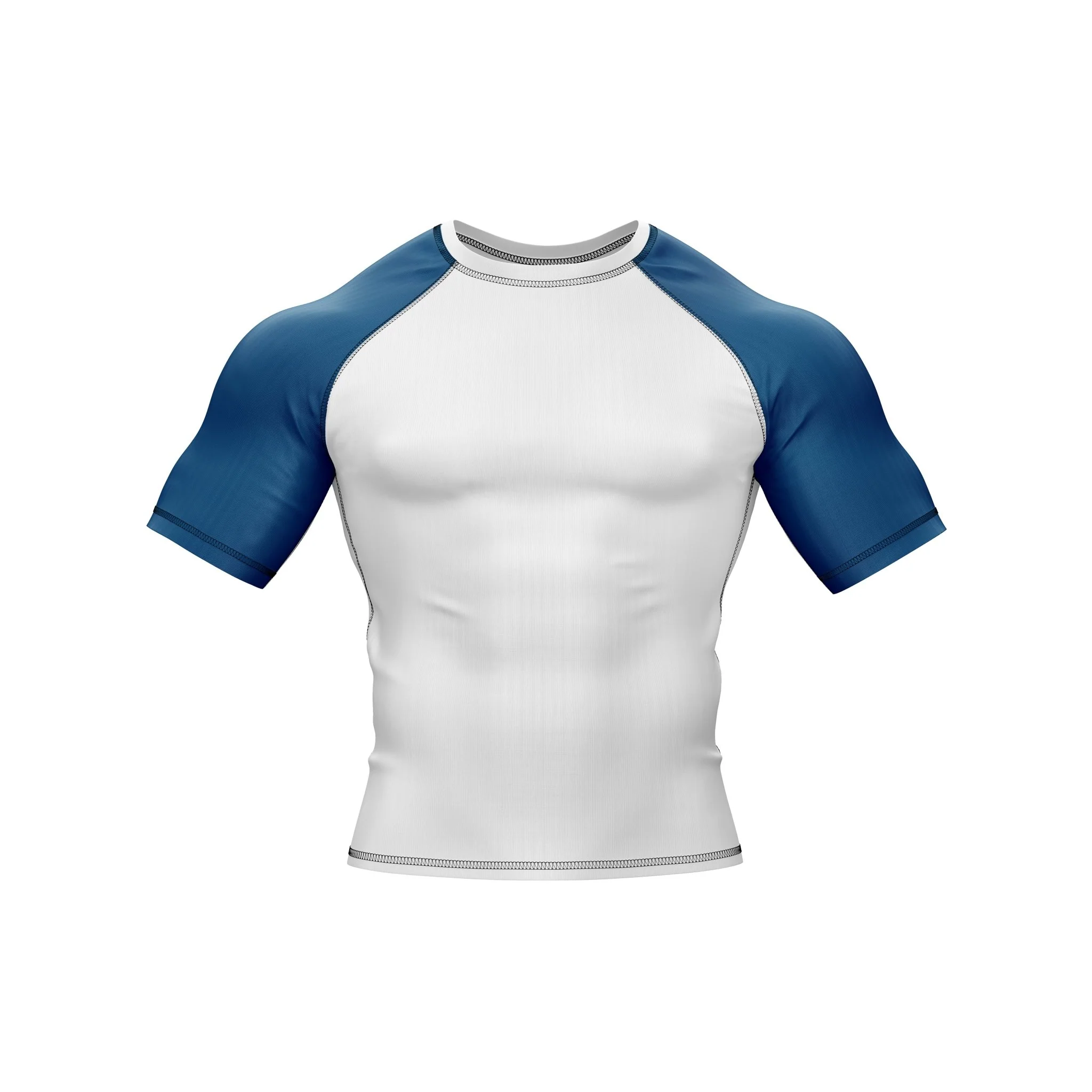 White with Blue Sleeves Ranked Rashguard - Image 4