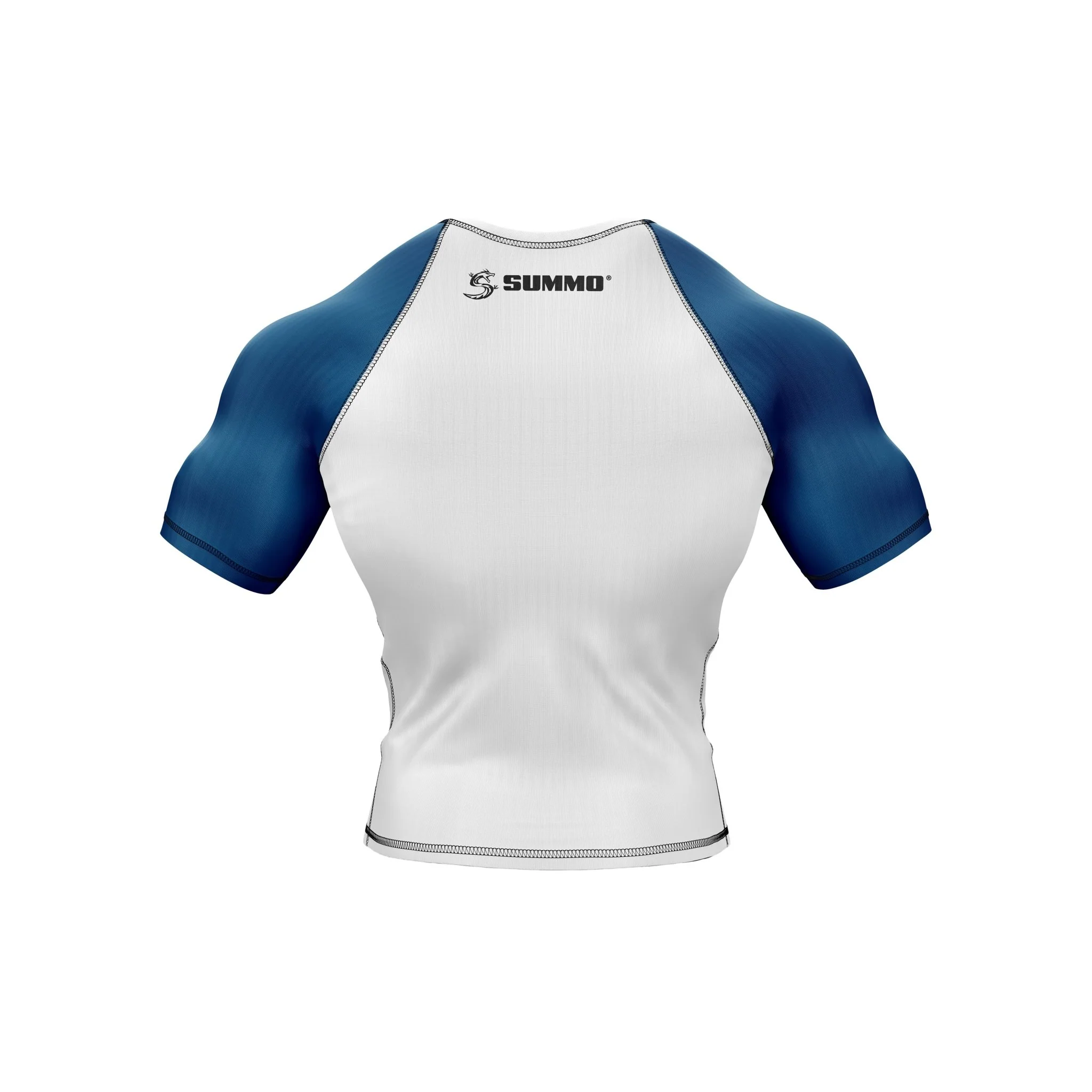 White with Blue Sleeves Ranked Rashguard - Image 6
