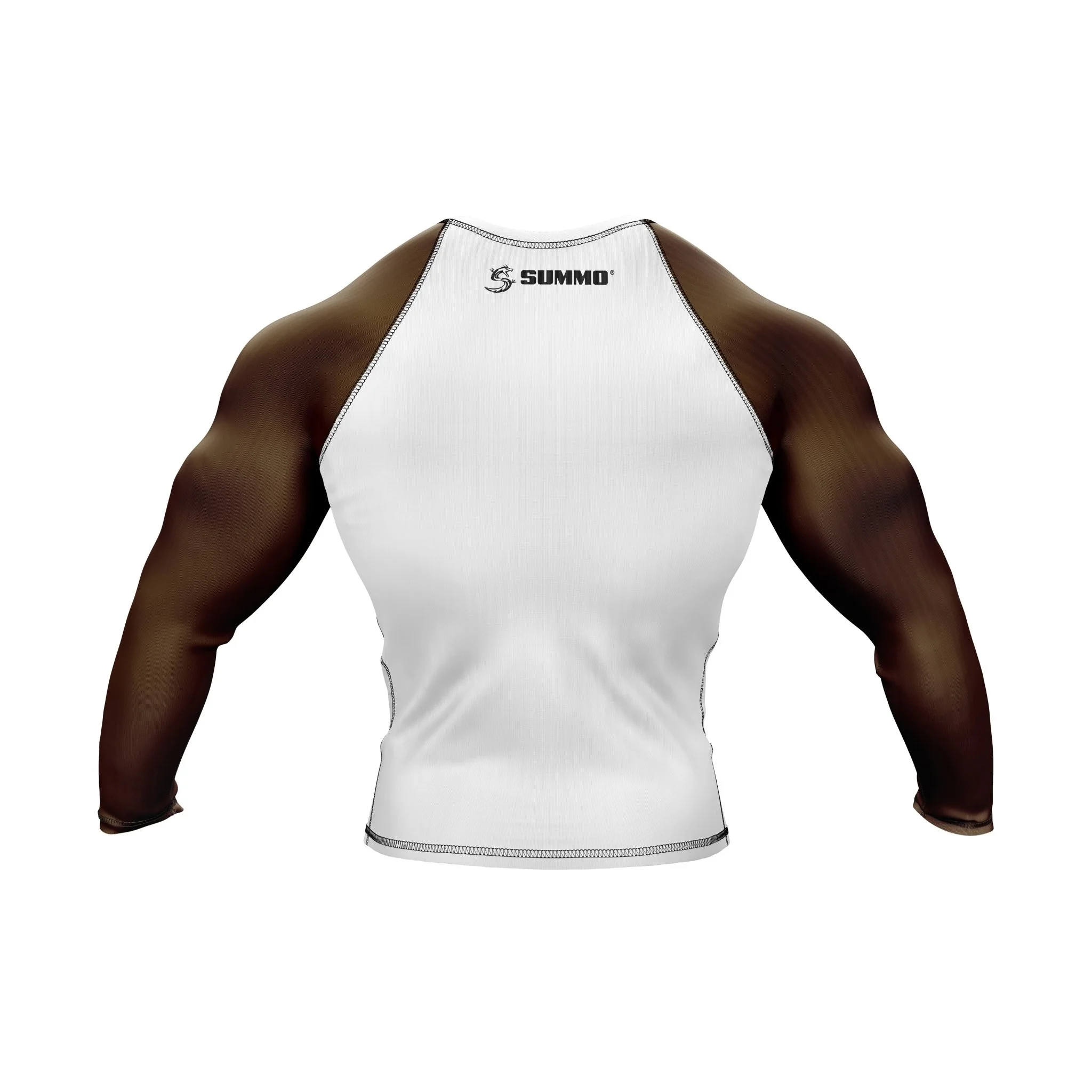 White with Brown Sleeves Ranked Rashguard - Image 3