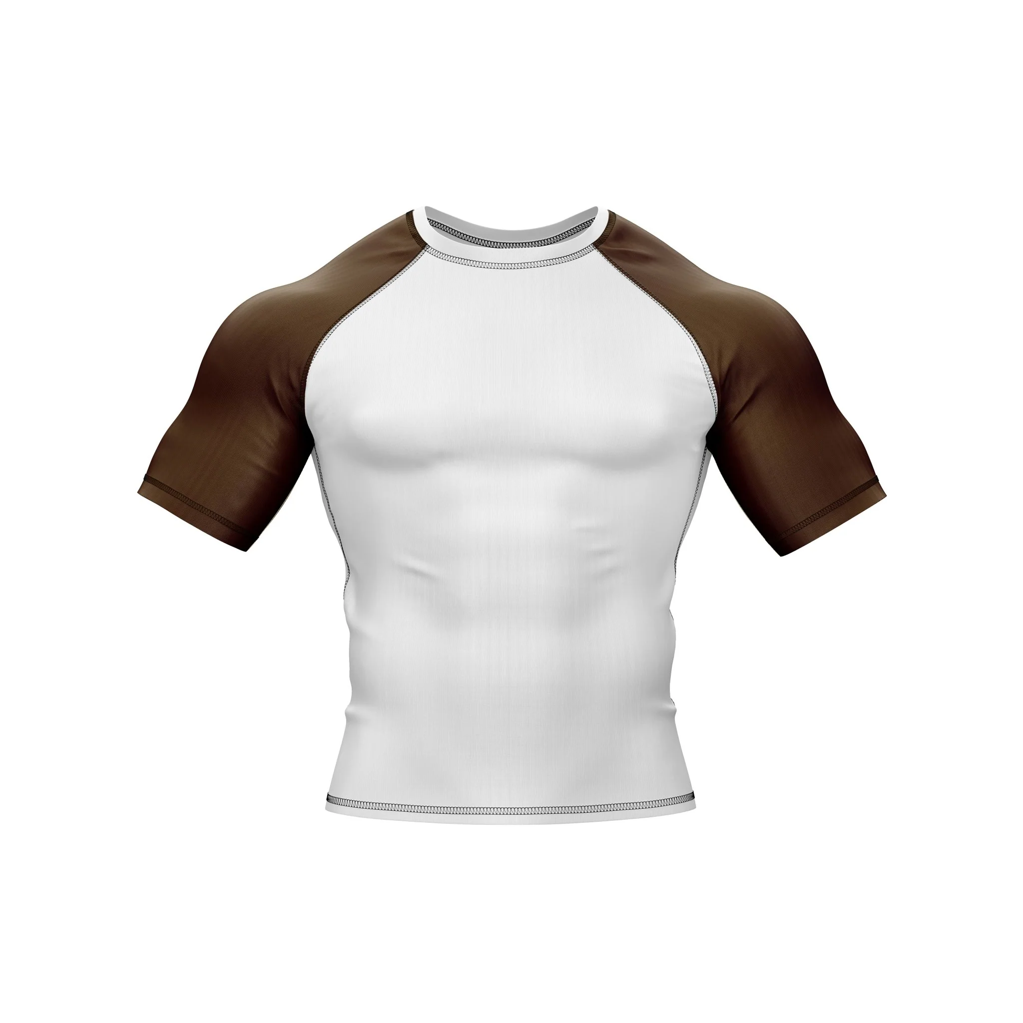 White with Brown Sleeves Ranked Rashguard - Image 4