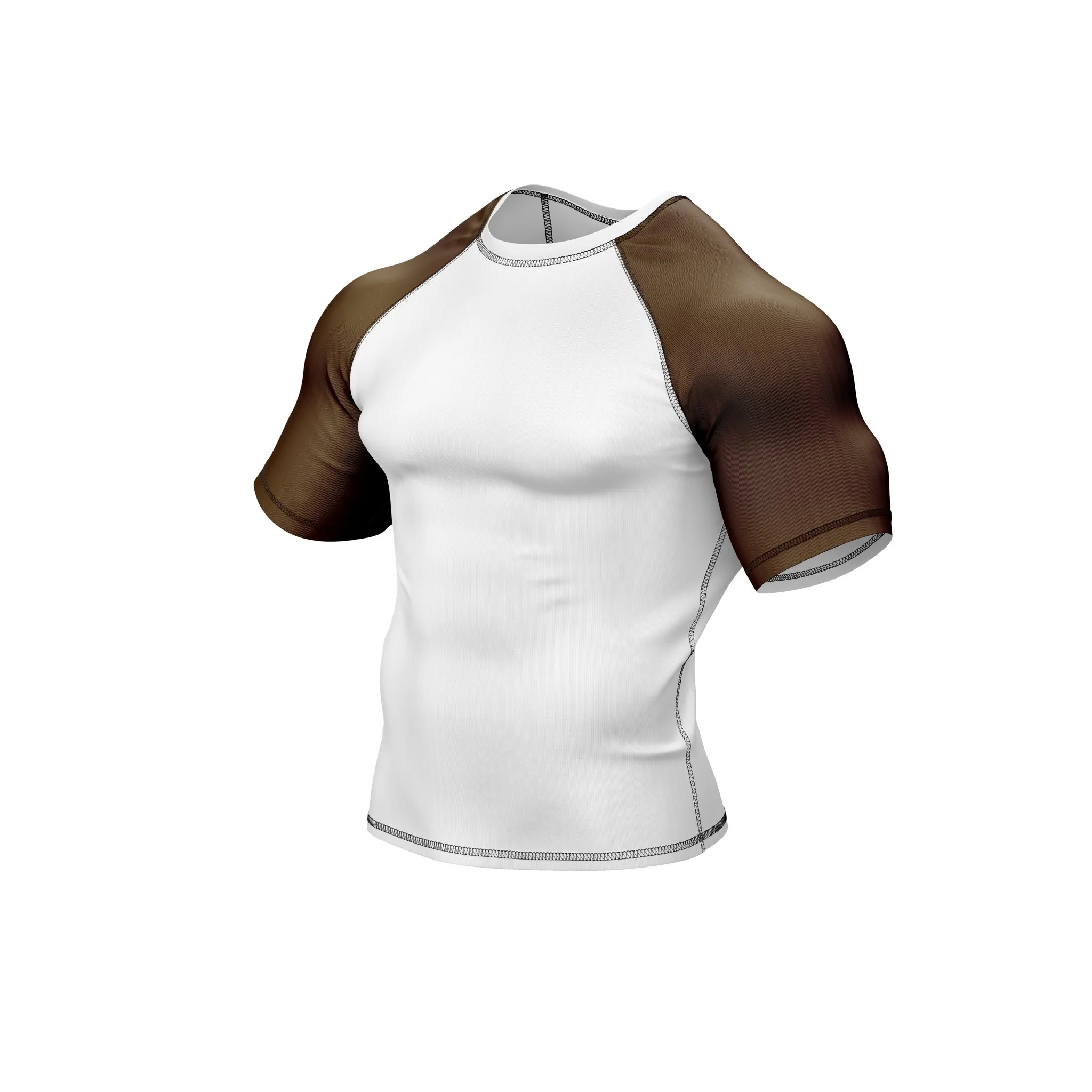 White with Brown Sleeves Ranked Rashguard - Image 5