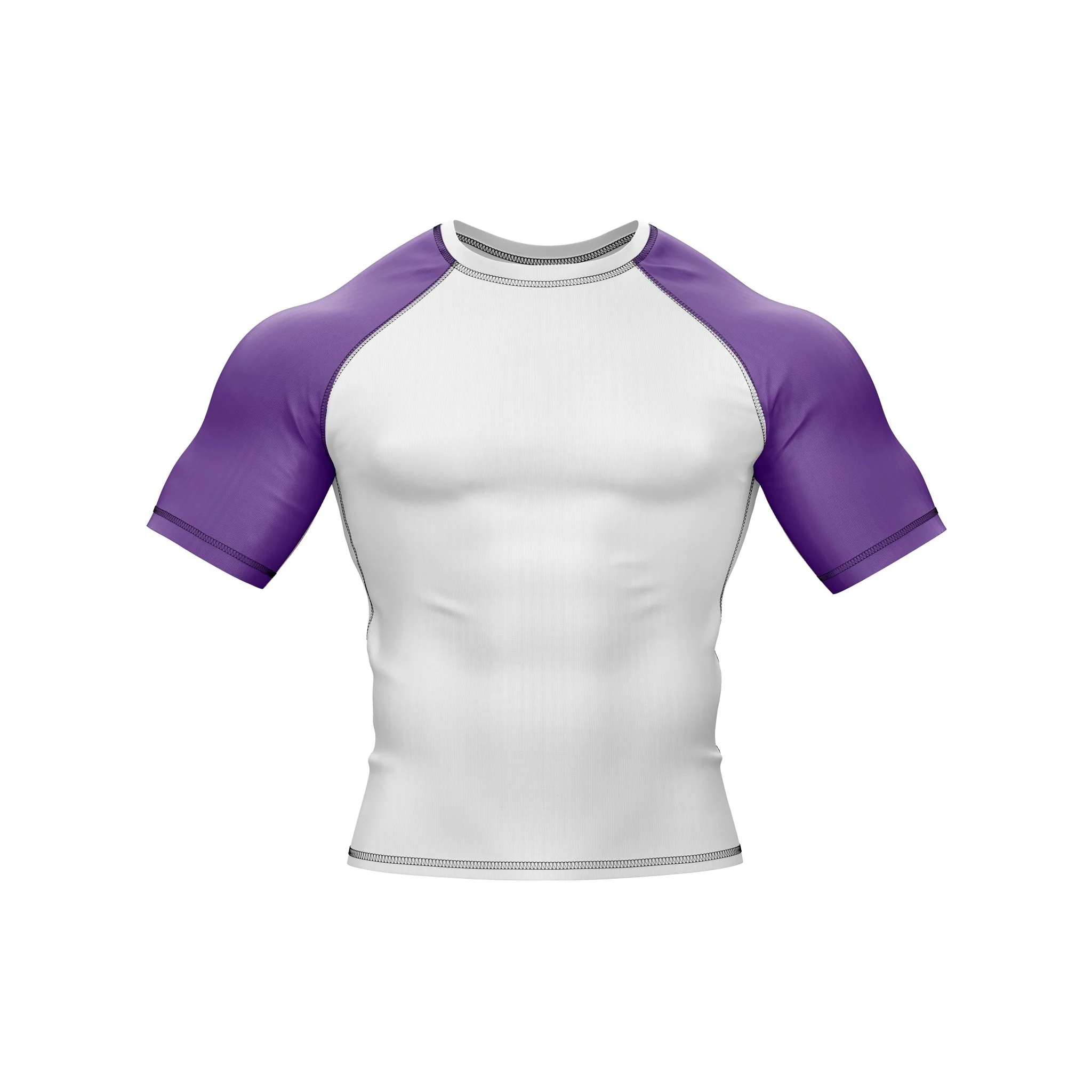 White with Purple Sleeves Ranked Rashguard - Image 4